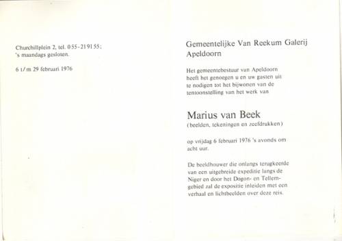 Marius van Beek (beelden, tekeningen en zeefdrukken)