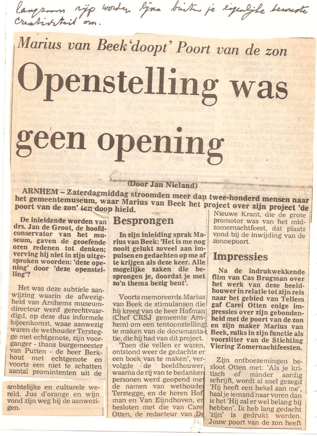 Opening in Gemeente Museum Arnhem (artikel)